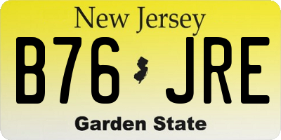 NJ license plate B76JRE