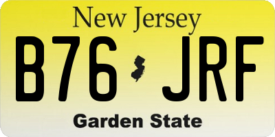 NJ license plate B76JRF
