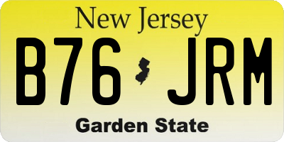 NJ license plate B76JRM