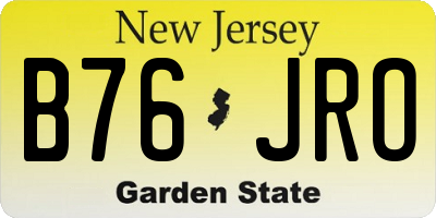 NJ license plate B76JRO