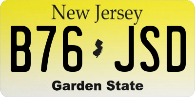NJ license plate B76JSD