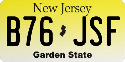 NJ license plate B76JSF