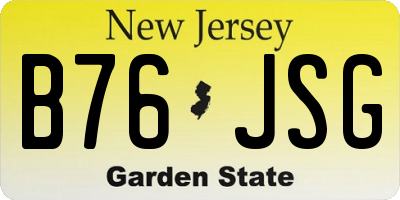NJ license plate B76JSG