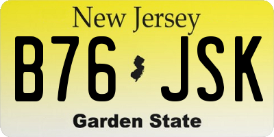 NJ license plate B76JSK
