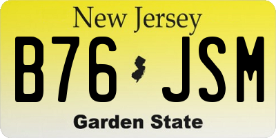 NJ license plate B76JSM