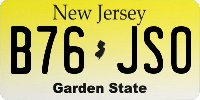 NJ license plate B76JSO