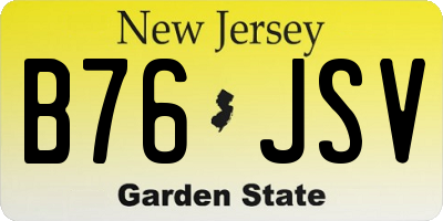 NJ license plate B76JSV