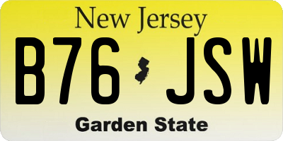 NJ license plate B76JSW