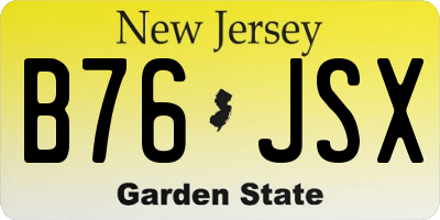 NJ license plate B76JSX