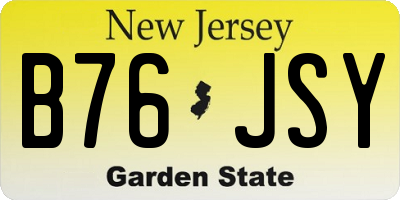 NJ license plate B76JSY