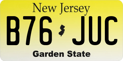 NJ license plate B76JUC