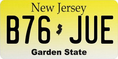 NJ license plate B76JUE