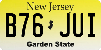 NJ license plate B76JUI
