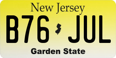 NJ license plate B76JUL