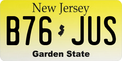 NJ license plate B76JUS