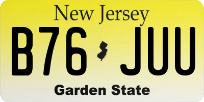 NJ license plate B76JUU