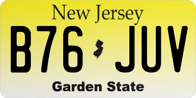 NJ license plate B76JUV