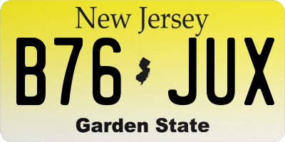 NJ license plate B76JUX