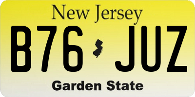 NJ license plate B76JUZ