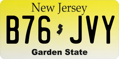 NJ license plate B76JVY