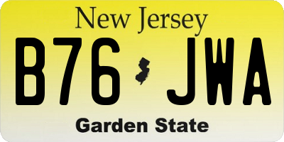 NJ license plate B76JWA