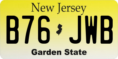 NJ license plate B76JWB