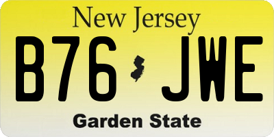 NJ license plate B76JWE