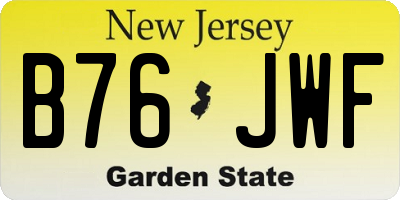NJ license plate B76JWF