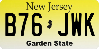 NJ license plate B76JWK