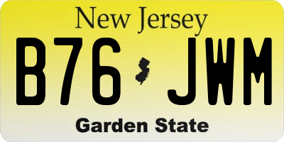 NJ license plate B76JWM