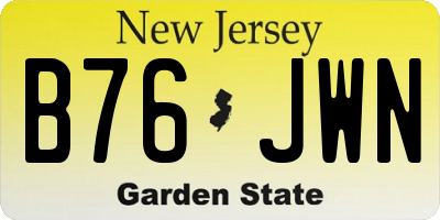 NJ license plate B76JWN