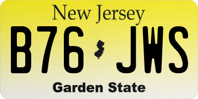 NJ license plate B76JWS