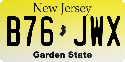 NJ license plate B76JWX
