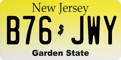 NJ license plate B76JWY