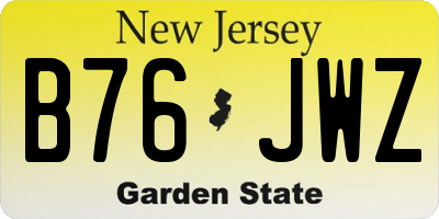 NJ license plate B76JWZ