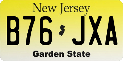 NJ license plate B76JXA