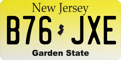 NJ license plate B76JXE