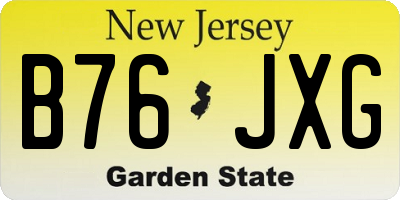 NJ license plate B76JXG