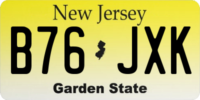 NJ license plate B76JXK