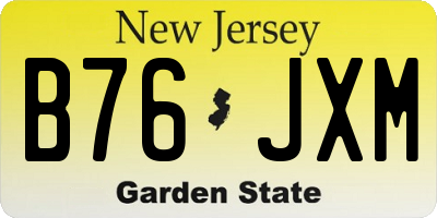 NJ license plate B76JXM