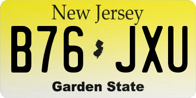 NJ license plate B76JXU