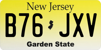 NJ license plate B76JXV