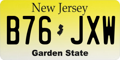 NJ license plate B76JXW