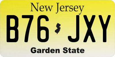 NJ license plate B76JXY