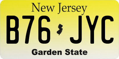 NJ license plate B76JYC