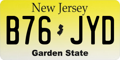 NJ license plate B76JYD