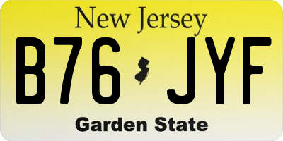 NJ license plate B76JYF