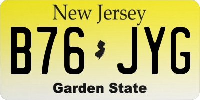 NJ license plate B76JYG