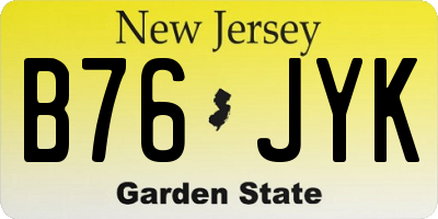 NJ license plate B76JYK