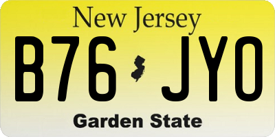 NJ license plate B76JYO